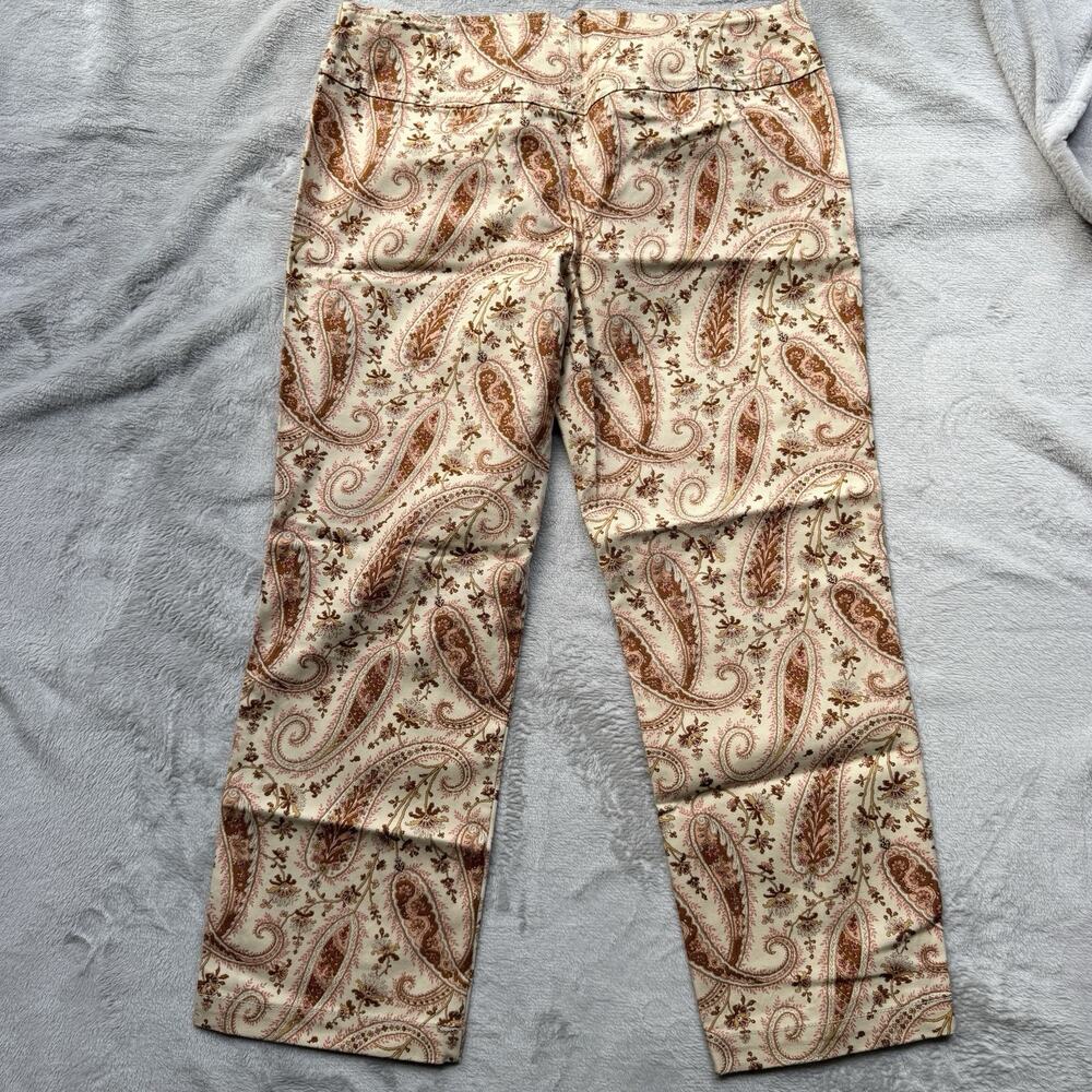 Express Capri Pants Womens 7 8 Pink Paisley Boho Stretch Y2K Zip Front